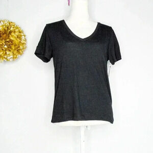 BP. Womens T-Shirt Black Jersey Short Sleeve V Neck Pullover Casual S New